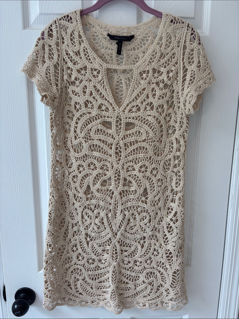 BCBG Maxazria Lalinda Crochet Swim Coverup Mini Dress
